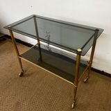Console / brass and smoked glass tray