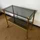 Console / desserte en laiton et verre fumé