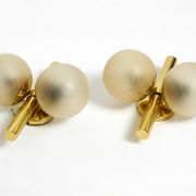 Pair of beautiful 60s Kaiser brass wall lamps with two golden glass spheres
