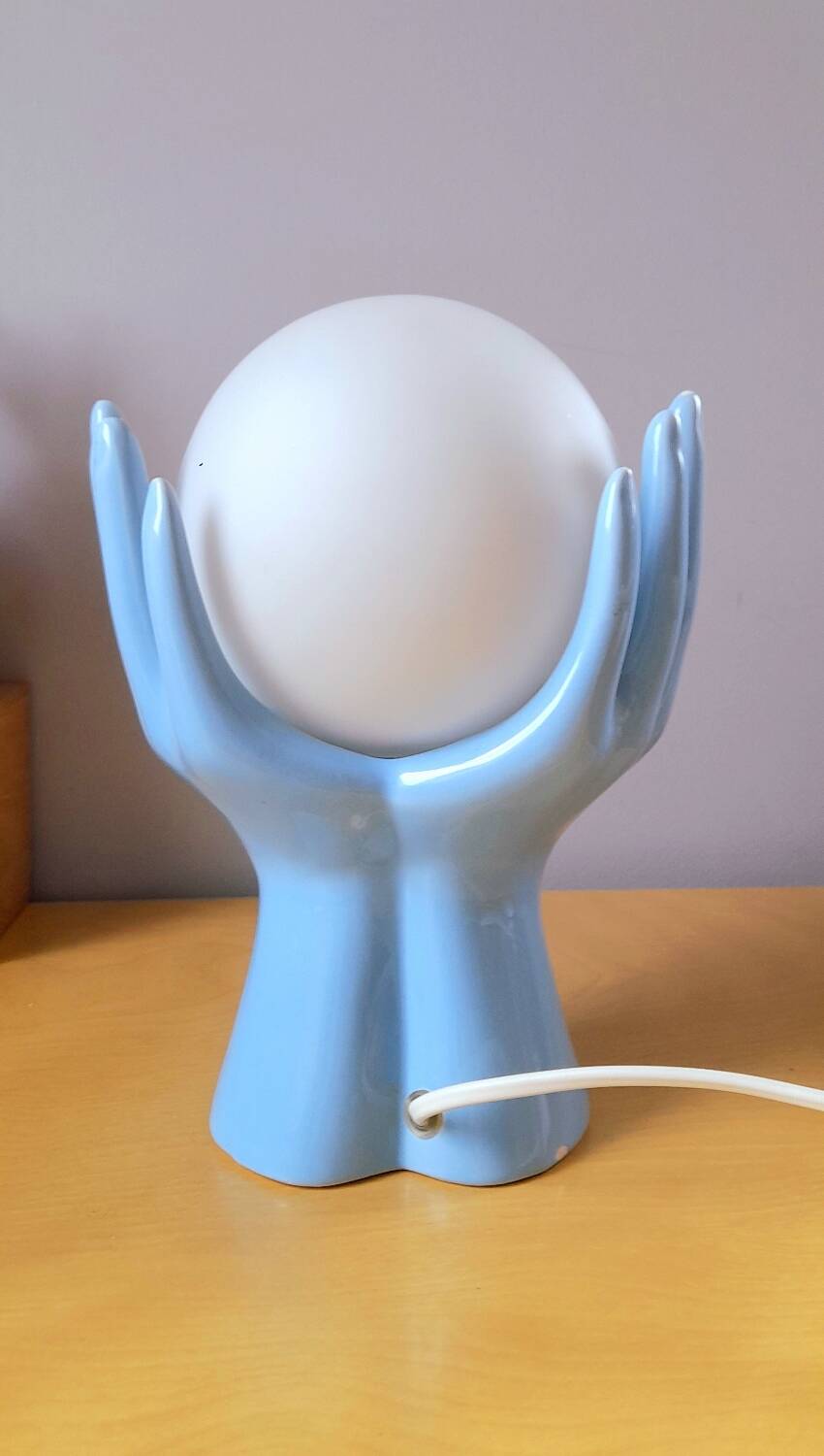 80s enameled ceramic hand lamp