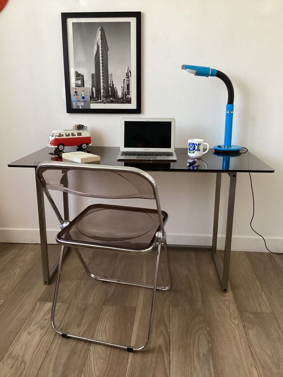 Metal and glass design desk