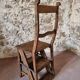 Chaise échelle de bibliothèque en chêne français antique – Tabouret escamotable