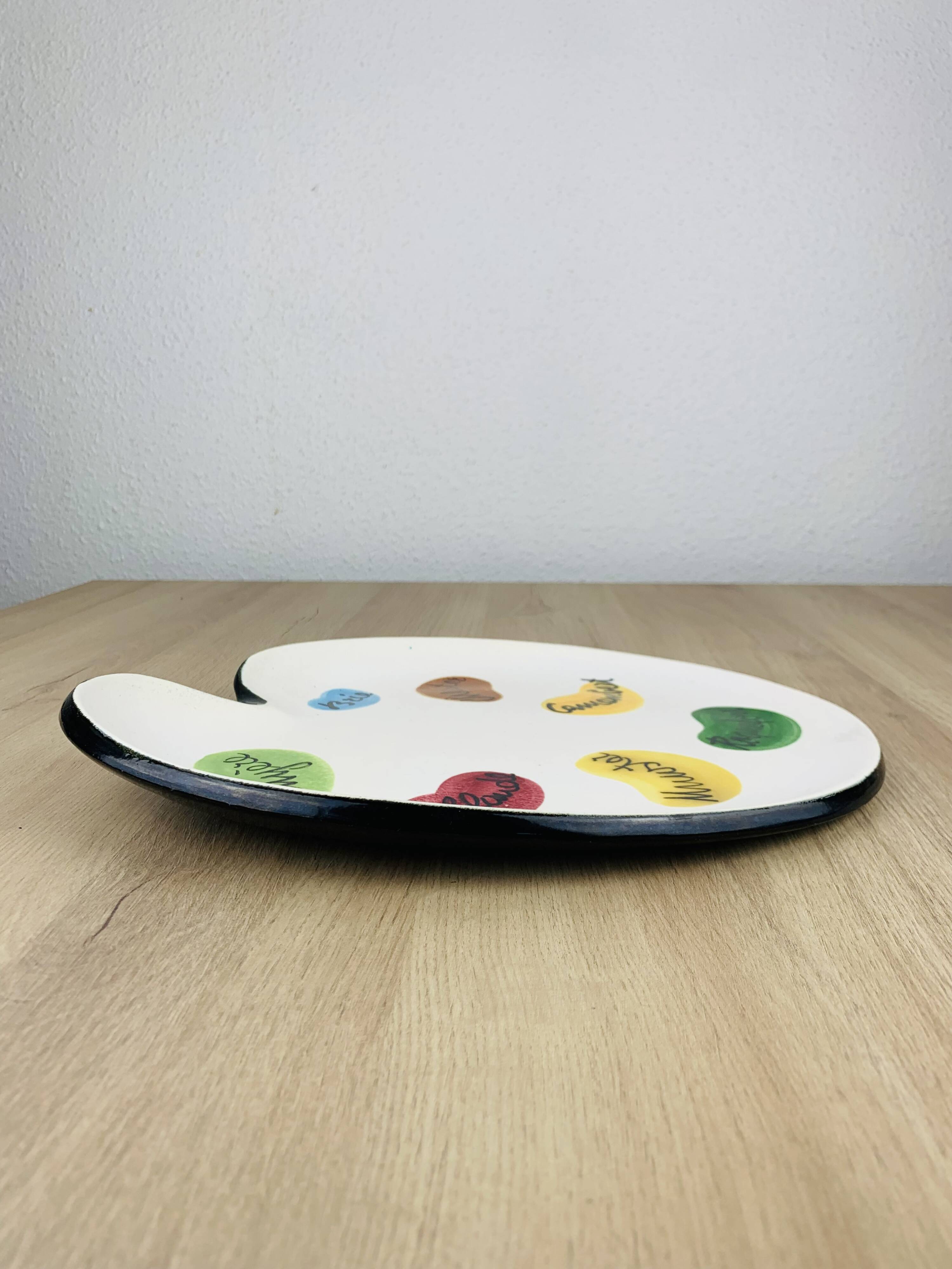 Ceramic cheese platter by Elchinger, 1950s, palette.