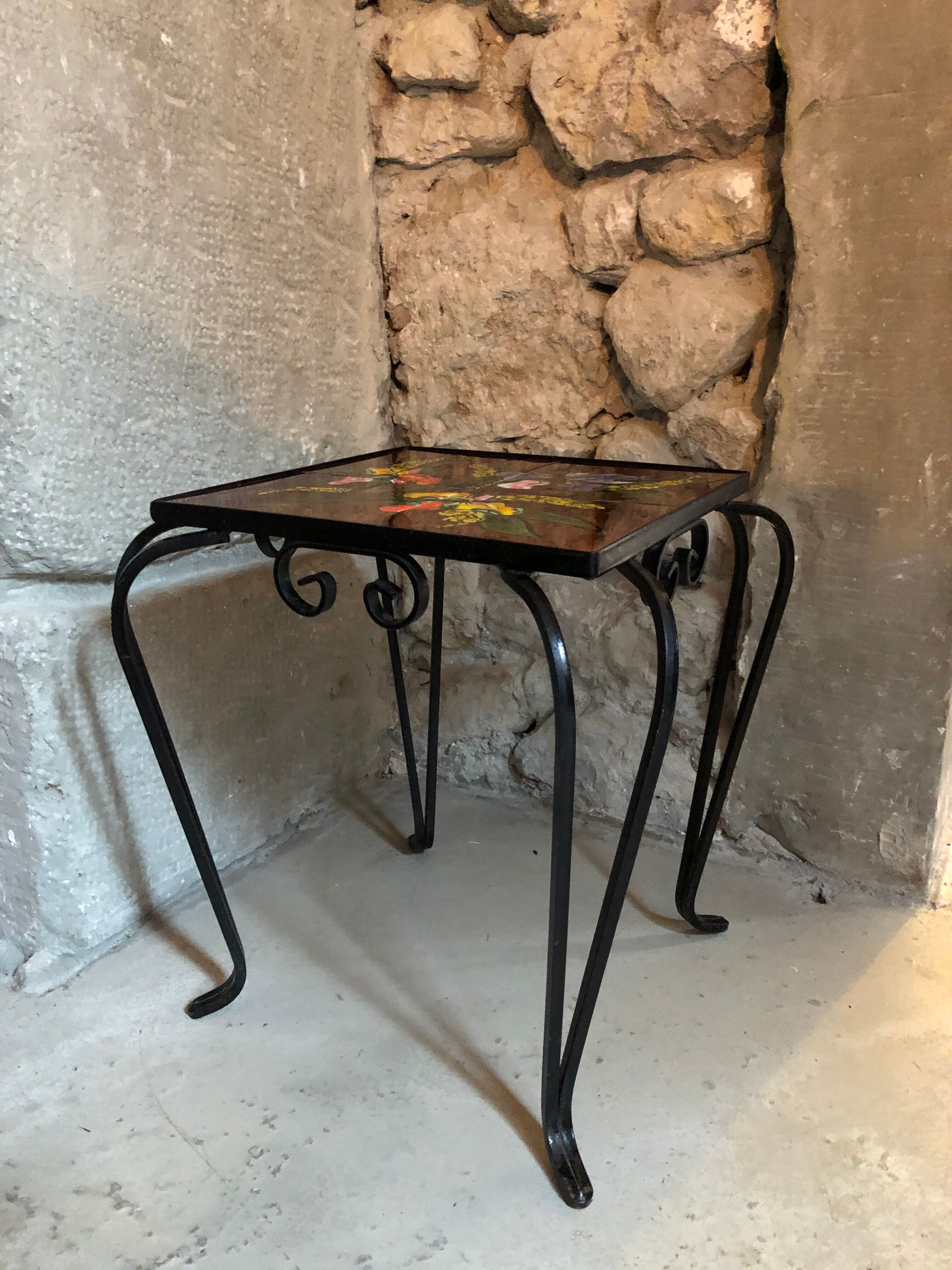 Vintage table 70 ceramic vallauris signed la grange