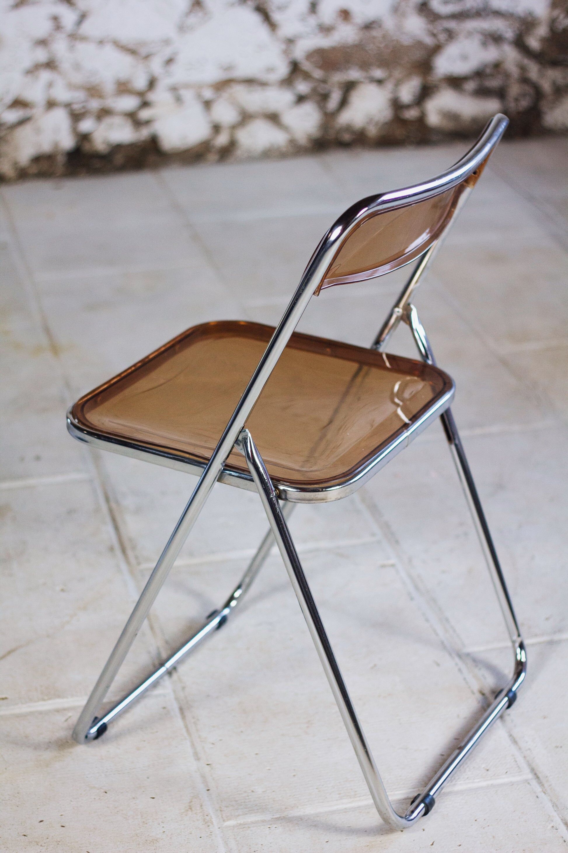 Folding chair in plexiglass and chrome, 1970