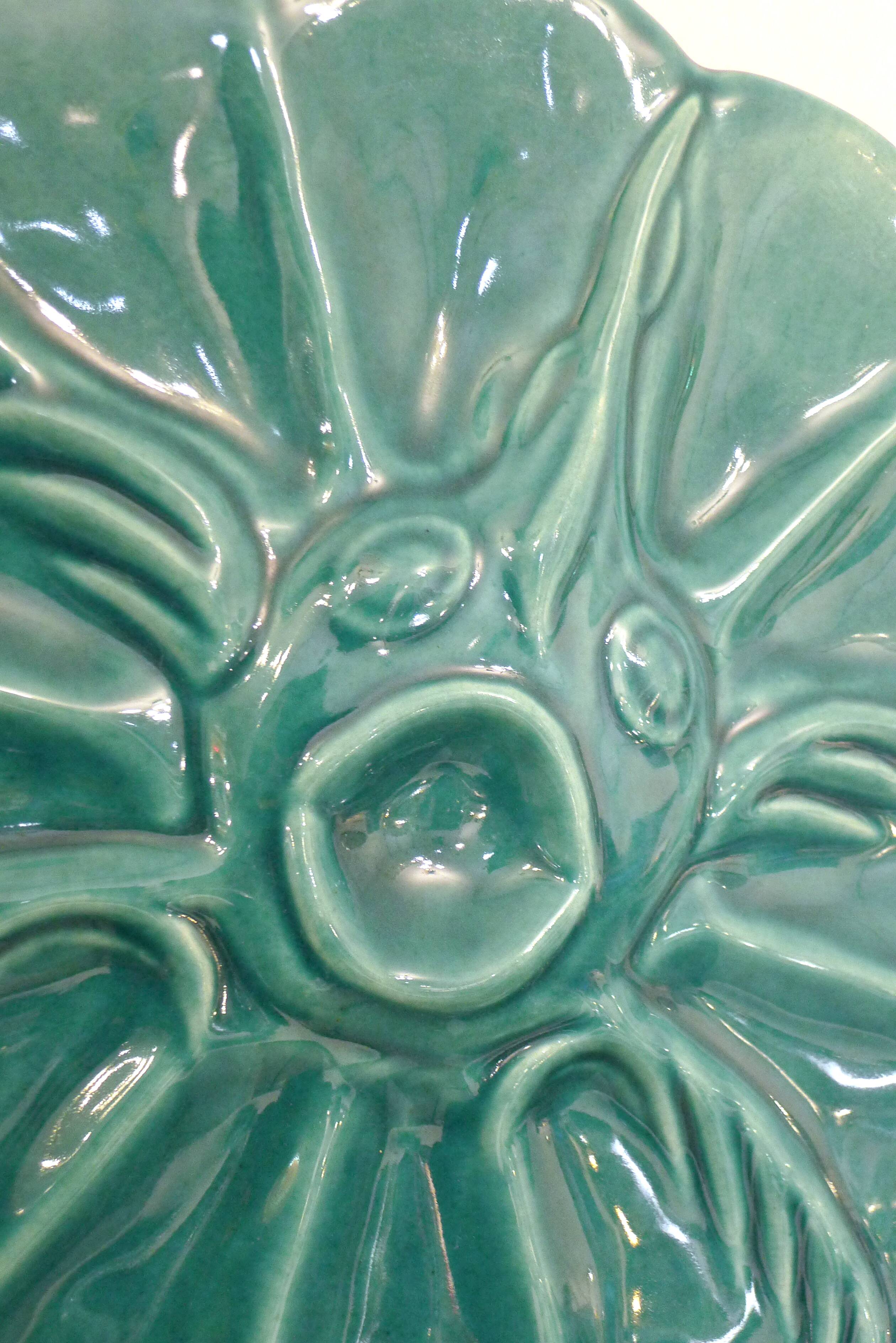 Oyster service Fish in faience barbotine 1950s