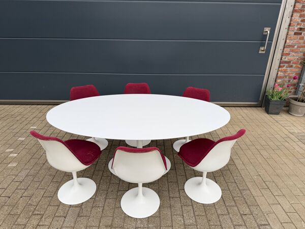 Table Tulip Knoll originale ovale 198cm stratifié blanc, NEUF dans la boîte
