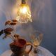 Hanging pendant light thick transparent draped and amber glass, vintage