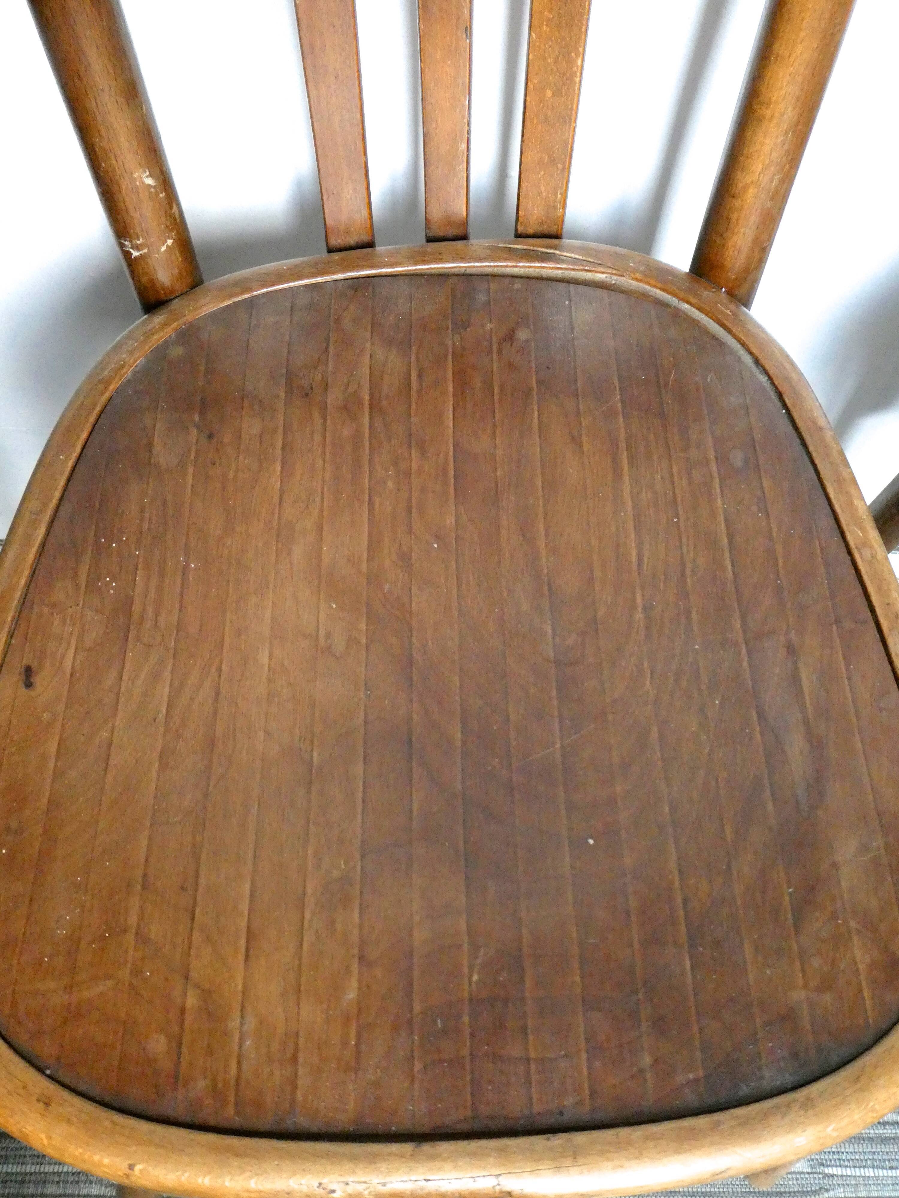 Pair of bistro Mahieu and Fischel bentwood chairs