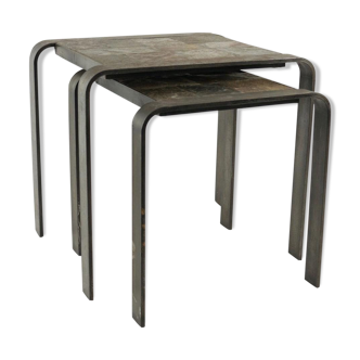 Tables from the 1960s-1970s wrought iron and slate