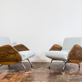Pair of lounge chairs in Kvadrat/Sahco Boucle "360" by Janusz Różański, 1950's