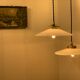 Pair of suspensions bistrot 1920 opaline indus