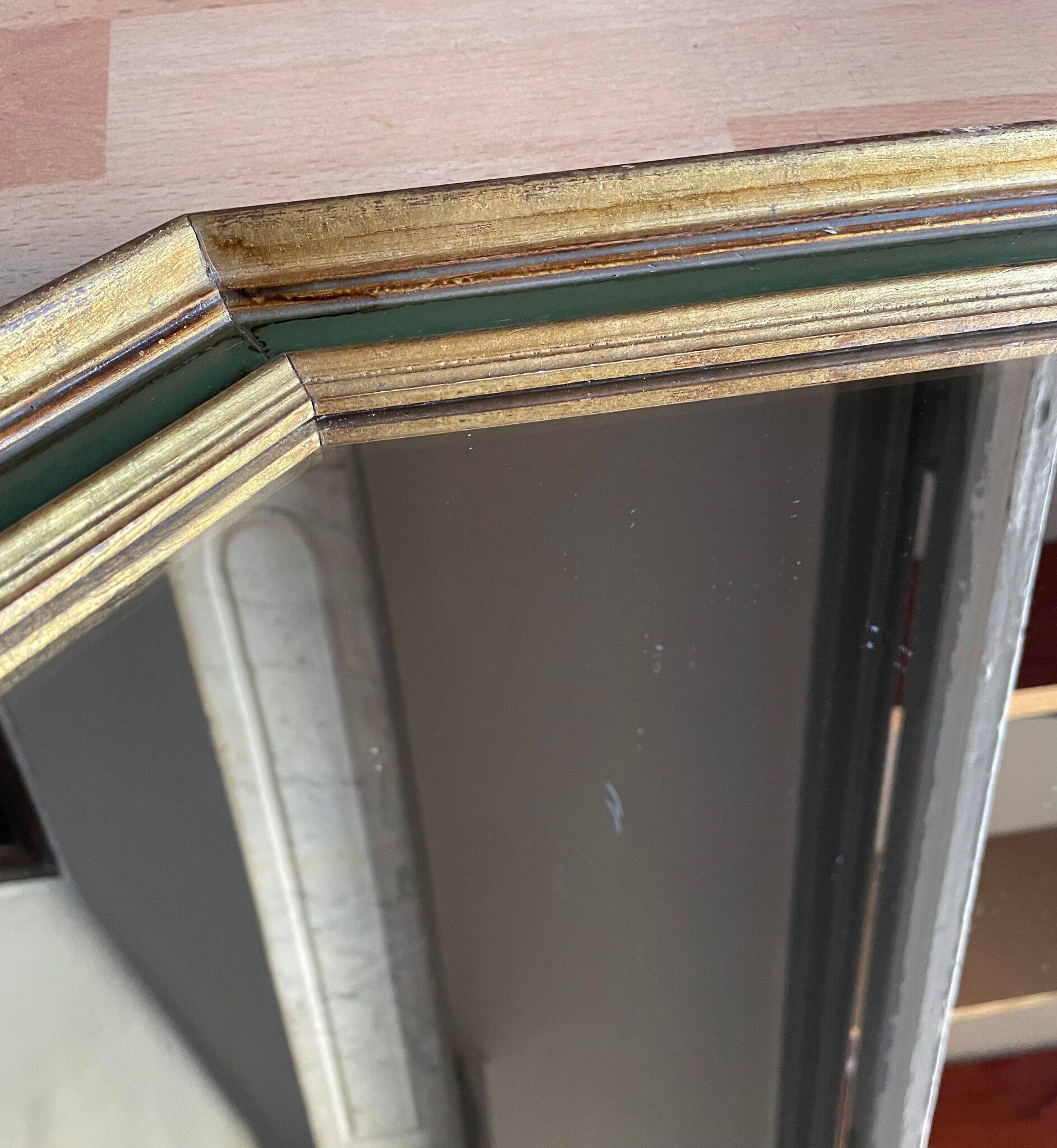 Gold and green wood frame mirror