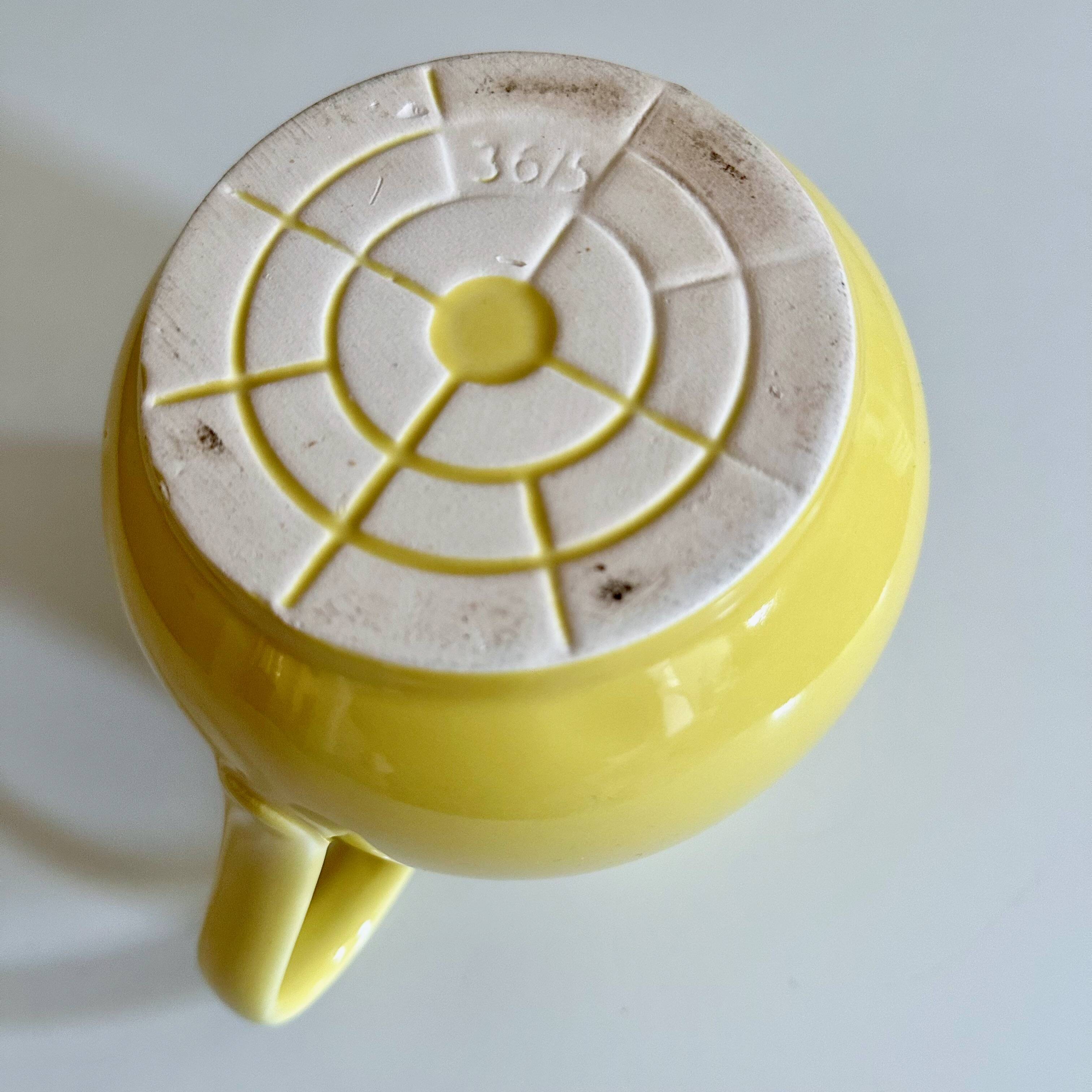 Large vintage ceramic jug pastel yellow, waku germany