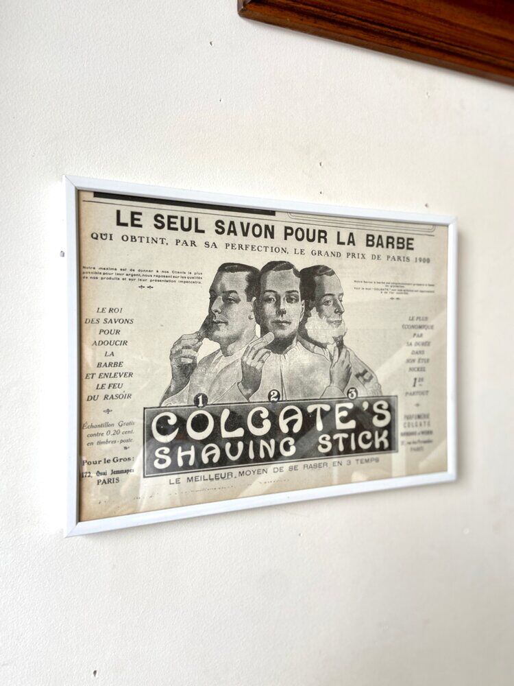 Framed Colgate advertising poster