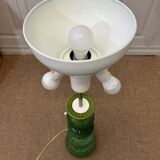 Green ceramic sun lamp/table, Kaiser Leuchten, Germany, 1960s elegance.