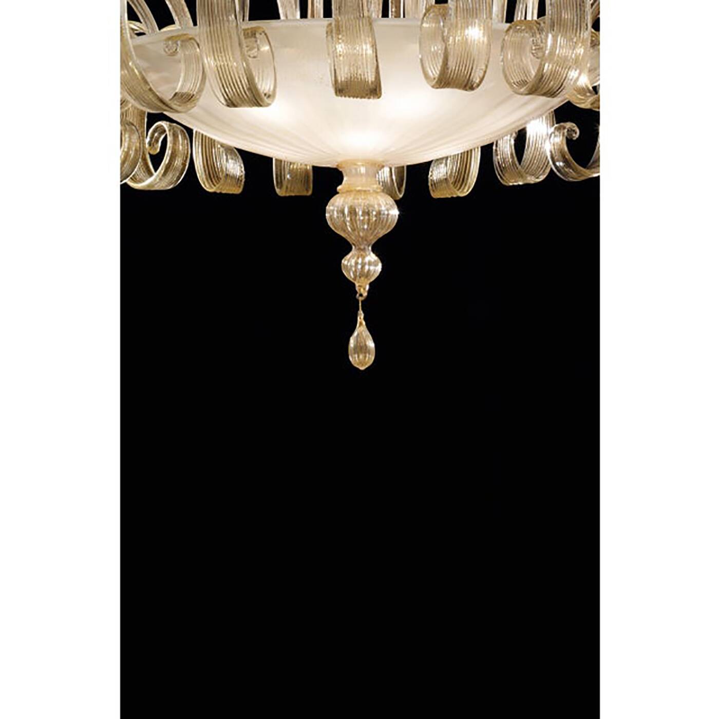 Venetian White and Gold Murano Style Glass Chandelier