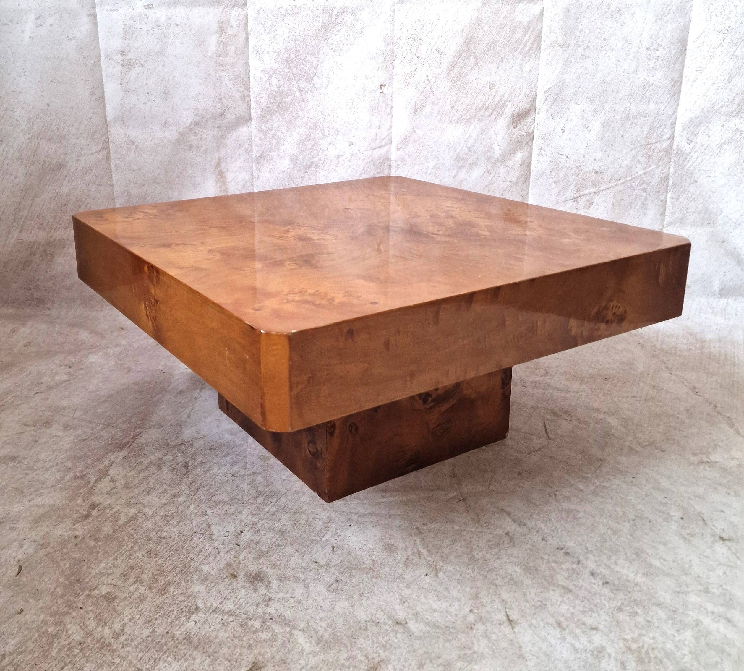 square elm burl coffee table