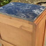 Solid walnut bedside table with marble plan, 50's