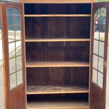 Renovated Parisian Art Deco display case in solid raw oak 112cm