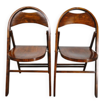 Pair of Bauhaus Folding Chairs B751 by Ligna, Czechoslovakia 1930s
