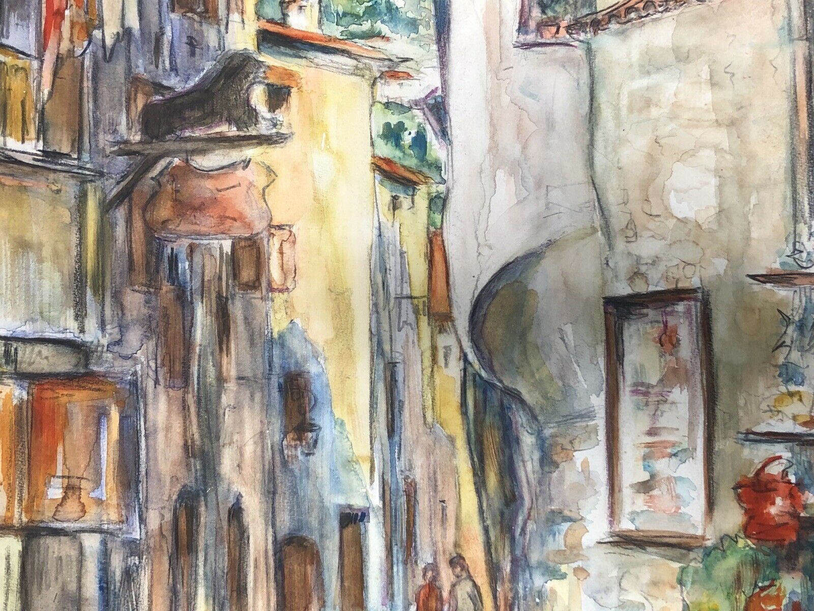 Watercolor Saint-Paul de Vence, rue portail-levis