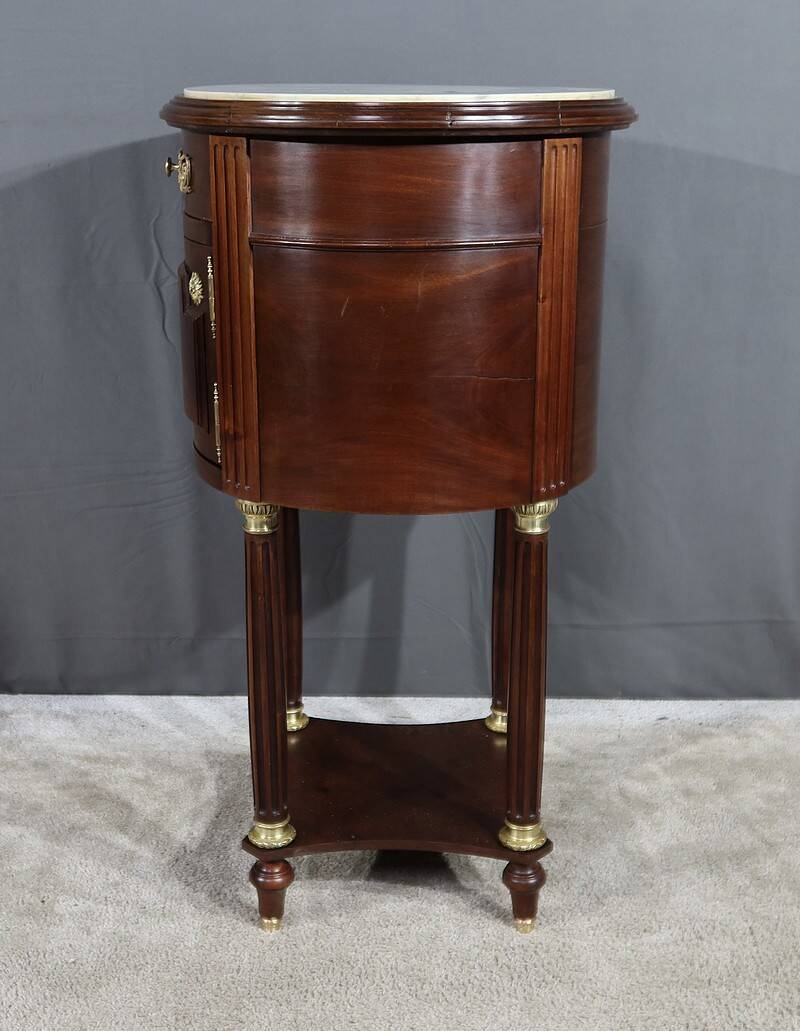 Small Tambour Table in Mahogany, Louis XVI style – Late 19th century
