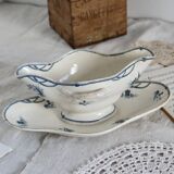 Table service 63 pieces Gien earthenware 19th century Marines model