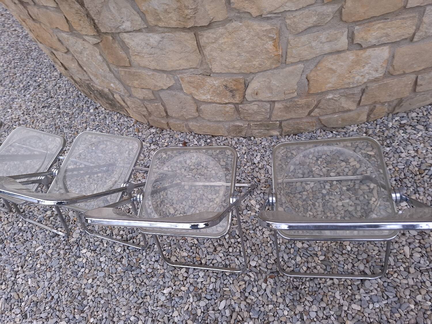 5 vintage 70'S chairs + Giancarlo Piretti Castelli support