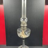 Old kerosene lamp Cut crystal and Art Nouveau patinated spelter foot 57 cm