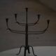Brutalist Scandinavian candlestick in wrought iron and metal from the mid-20th century.