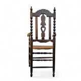 8 (2 x armrest) x ornate wood / bobbin / wicker dining chair / studded chairs