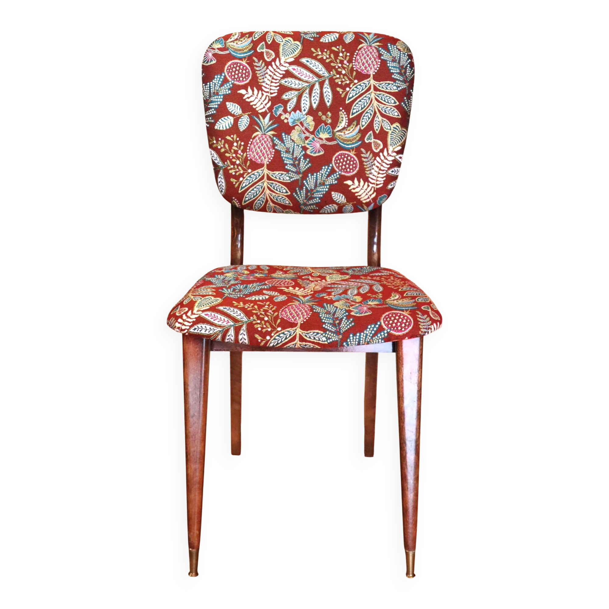 chaise  Kadoura renovée tissu jungle doré