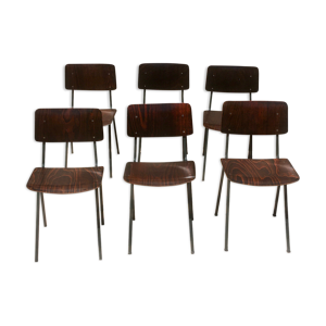 Ensemble de 6 chaises vintage eromes F6