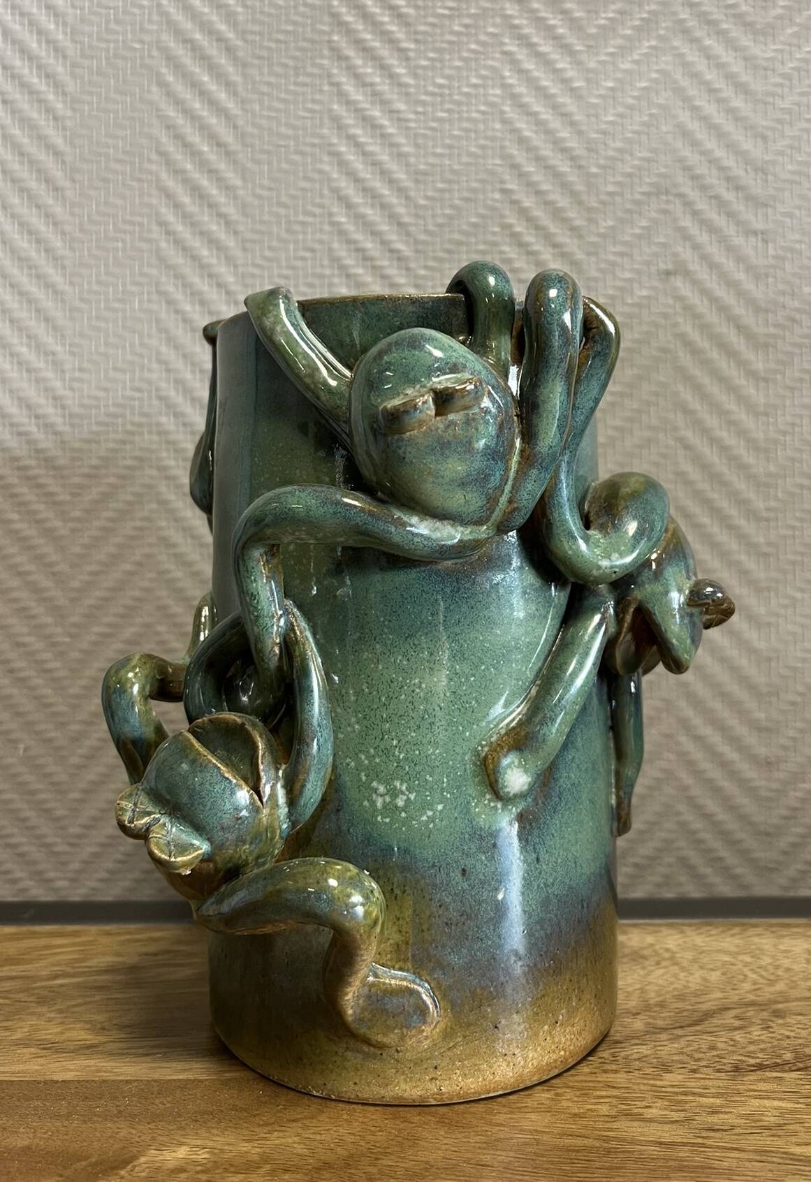 vase with frogs in relief circa 1940