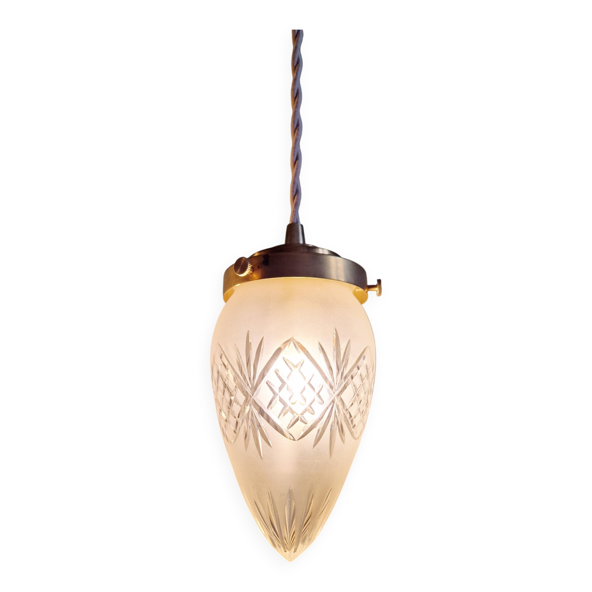 Frosted crystal suspension (3 available), early 20th century.