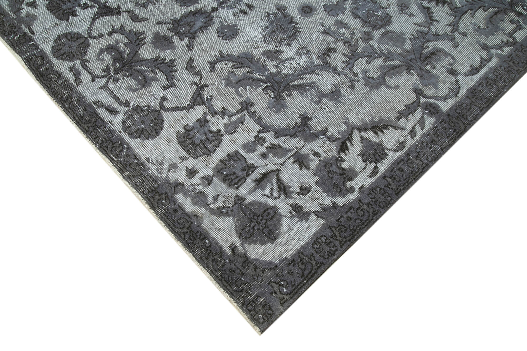 Hand-knotted rustic anatolian 1970s 190 cm x 277 cm grey rug