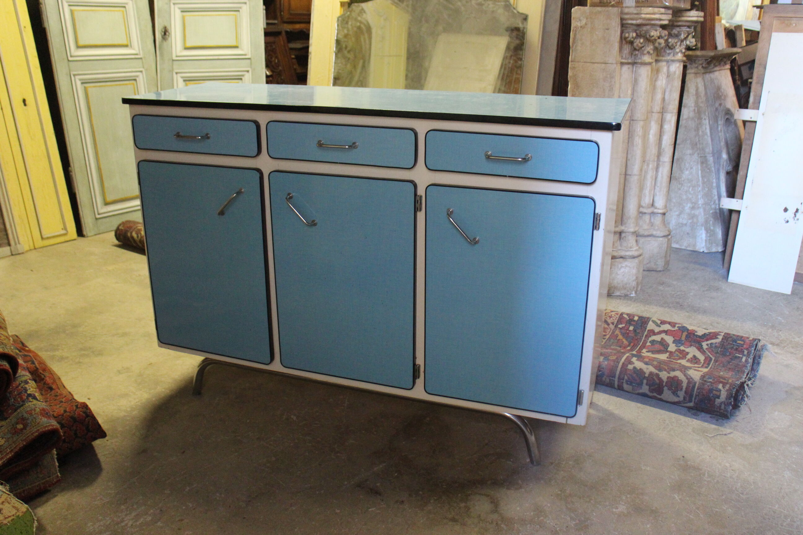 Vintage blue formica buffet