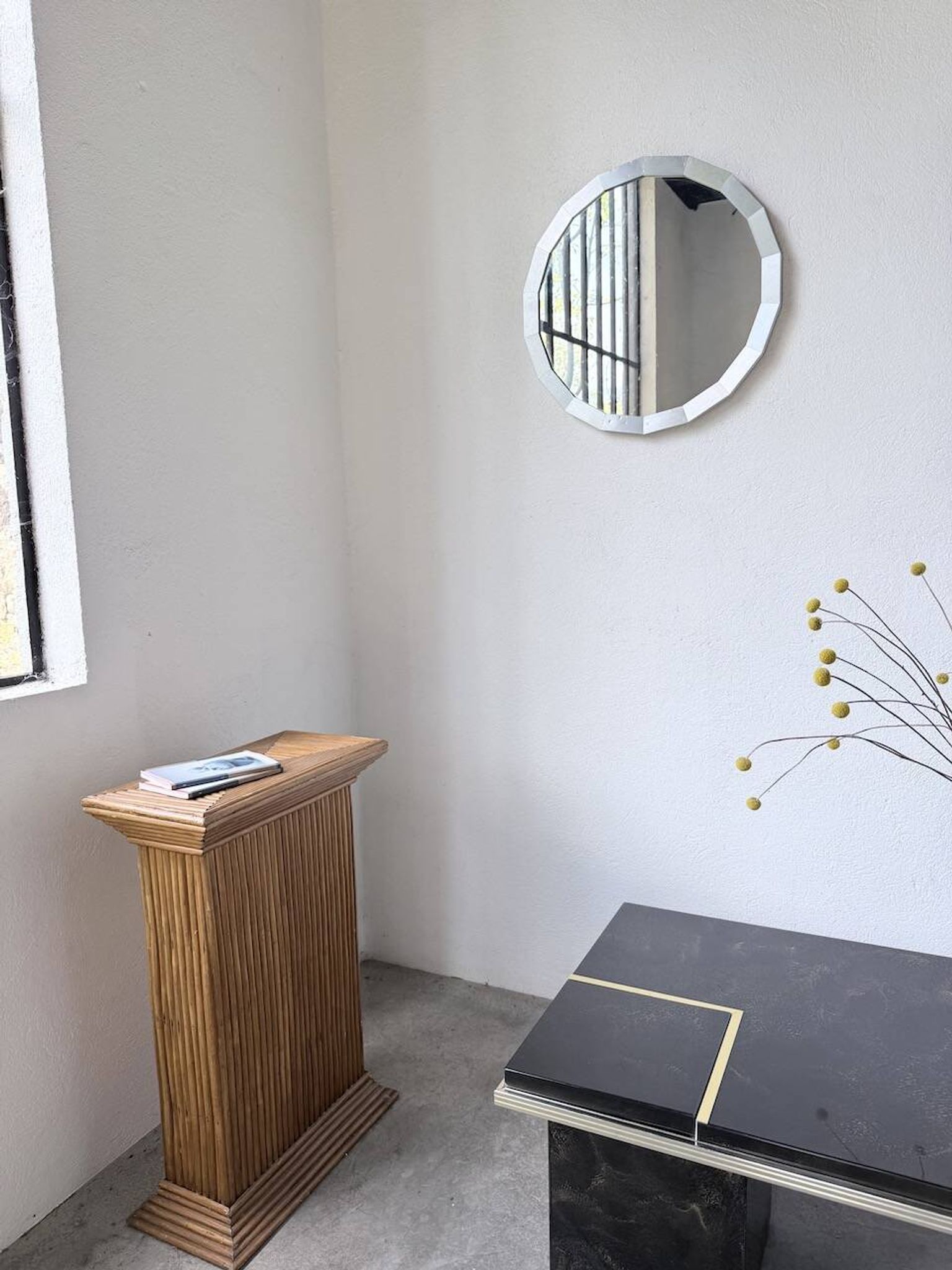 Miroir hexagonal métal brossé 1970