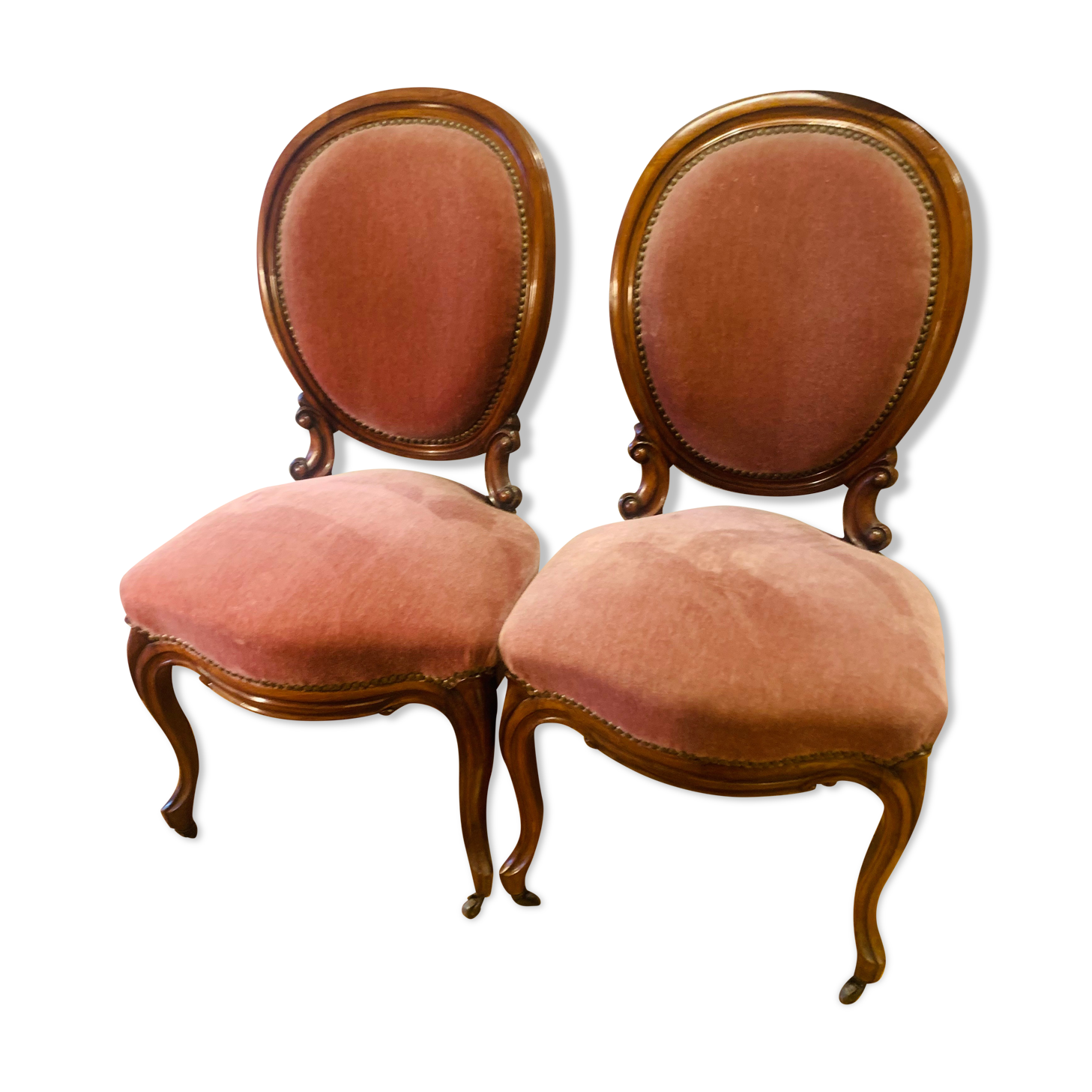 Pair of Napoleon III medallion chairs