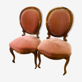 Pair of Napoleon III medallion chairs