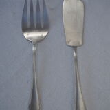 Fish service and its 6 silver-plated cutlery, crossed ribbon model