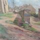 Watercolor by henri chartier: village streets around 1900, military painter