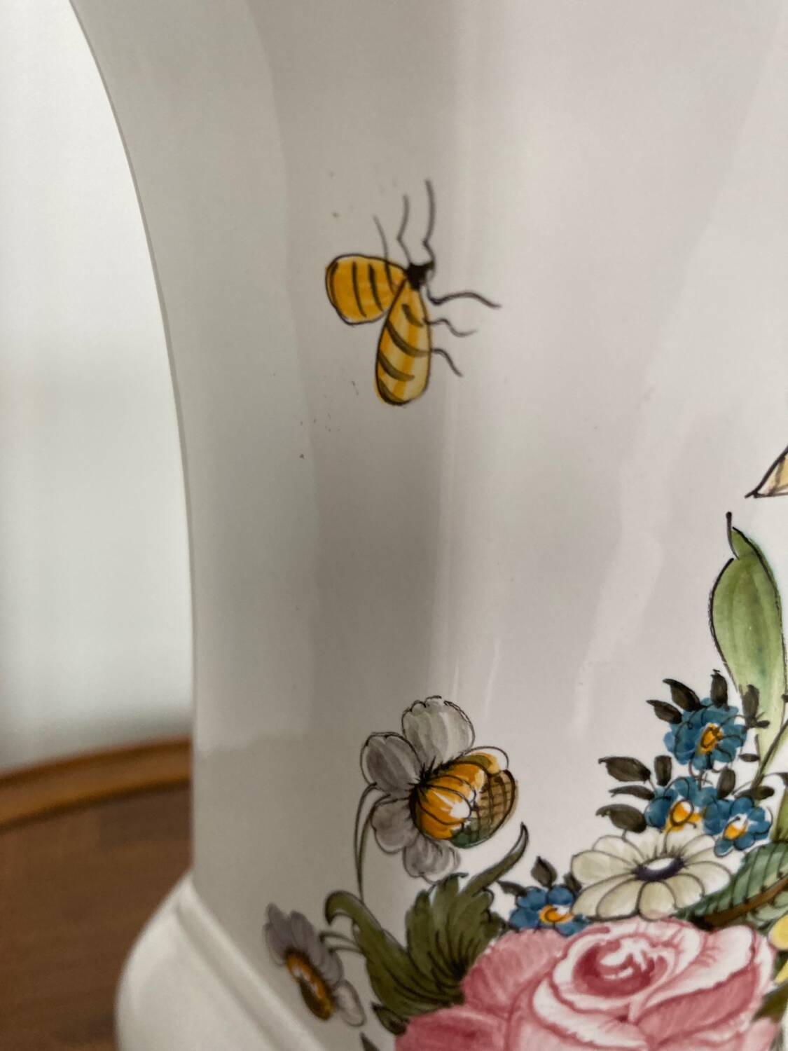 Lallier Moustiers hexagonal vase H 29cm