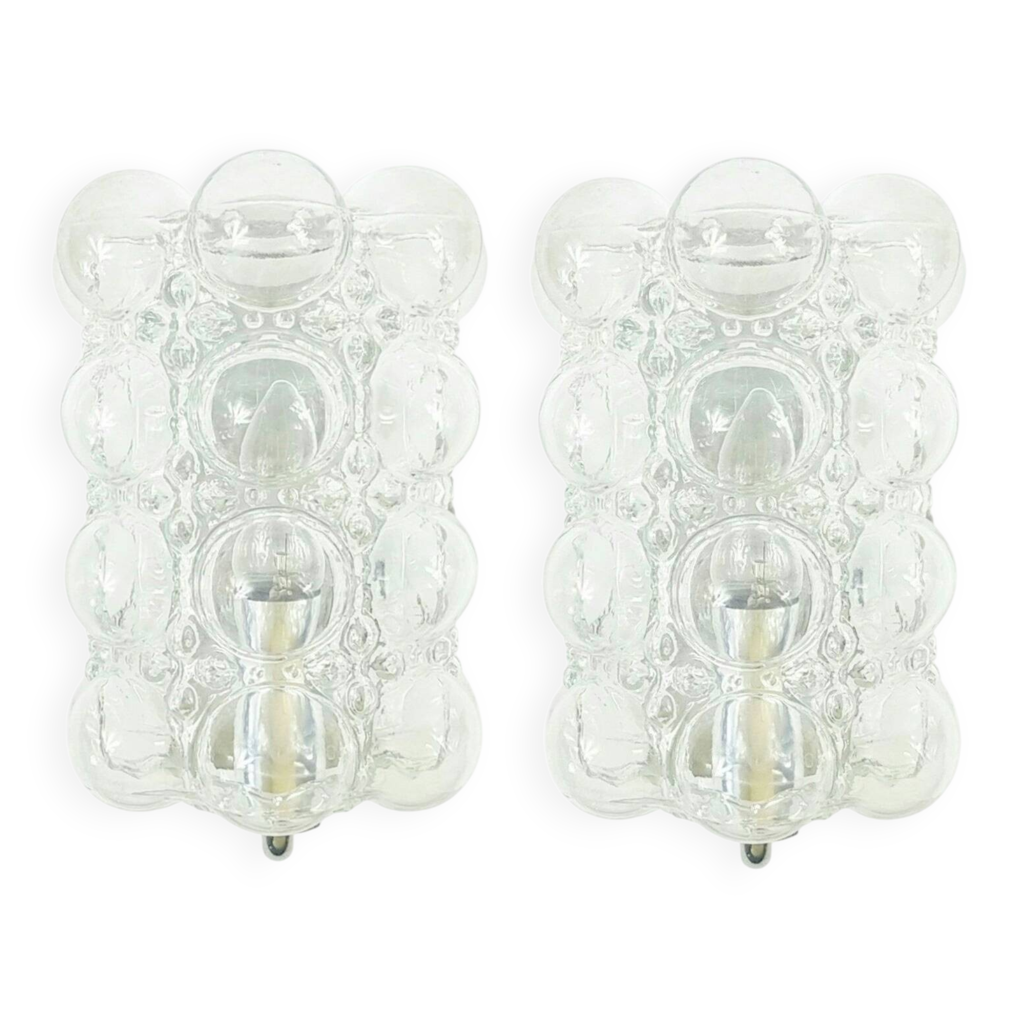 Pair of Mid-Century Bubble Glass Wall Lamps by H. Tynell for Limburg, 1960s