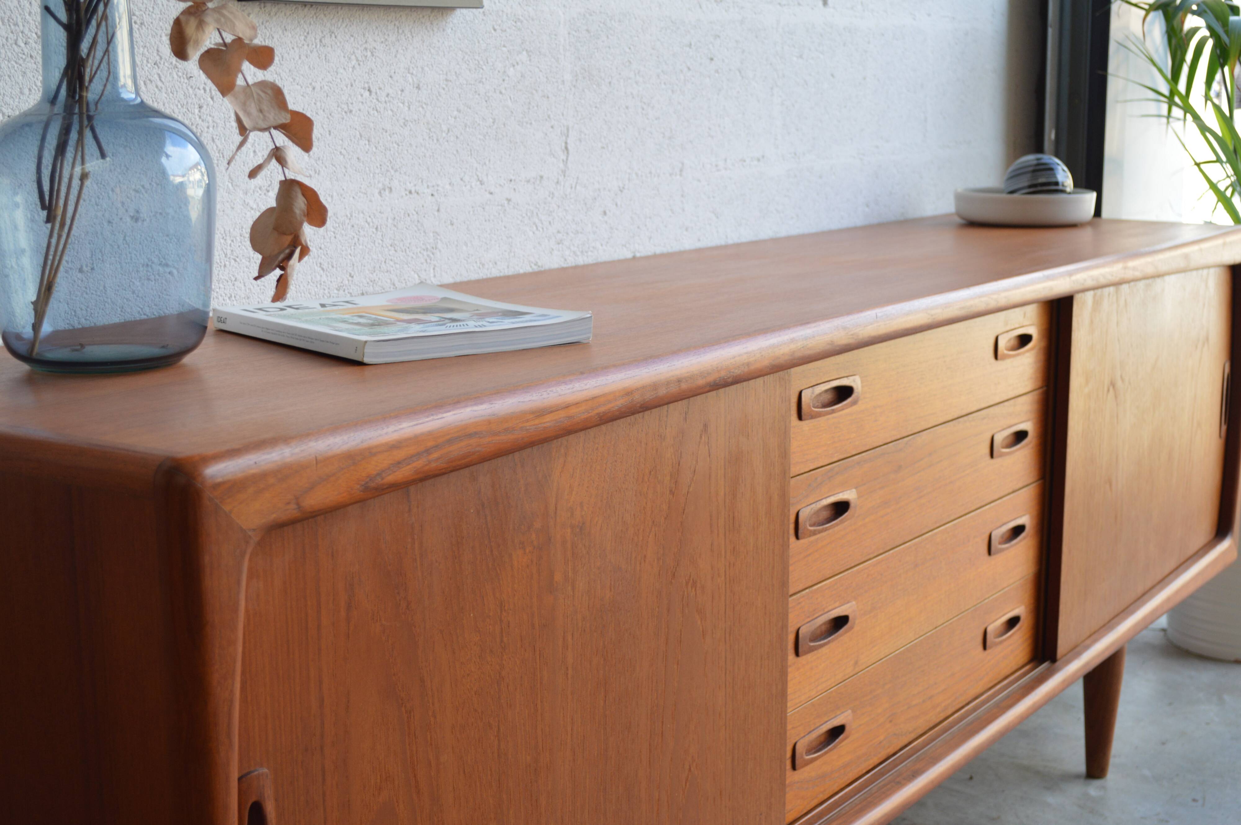 Danish teak sideboard by H.P. Hansen 220cm
