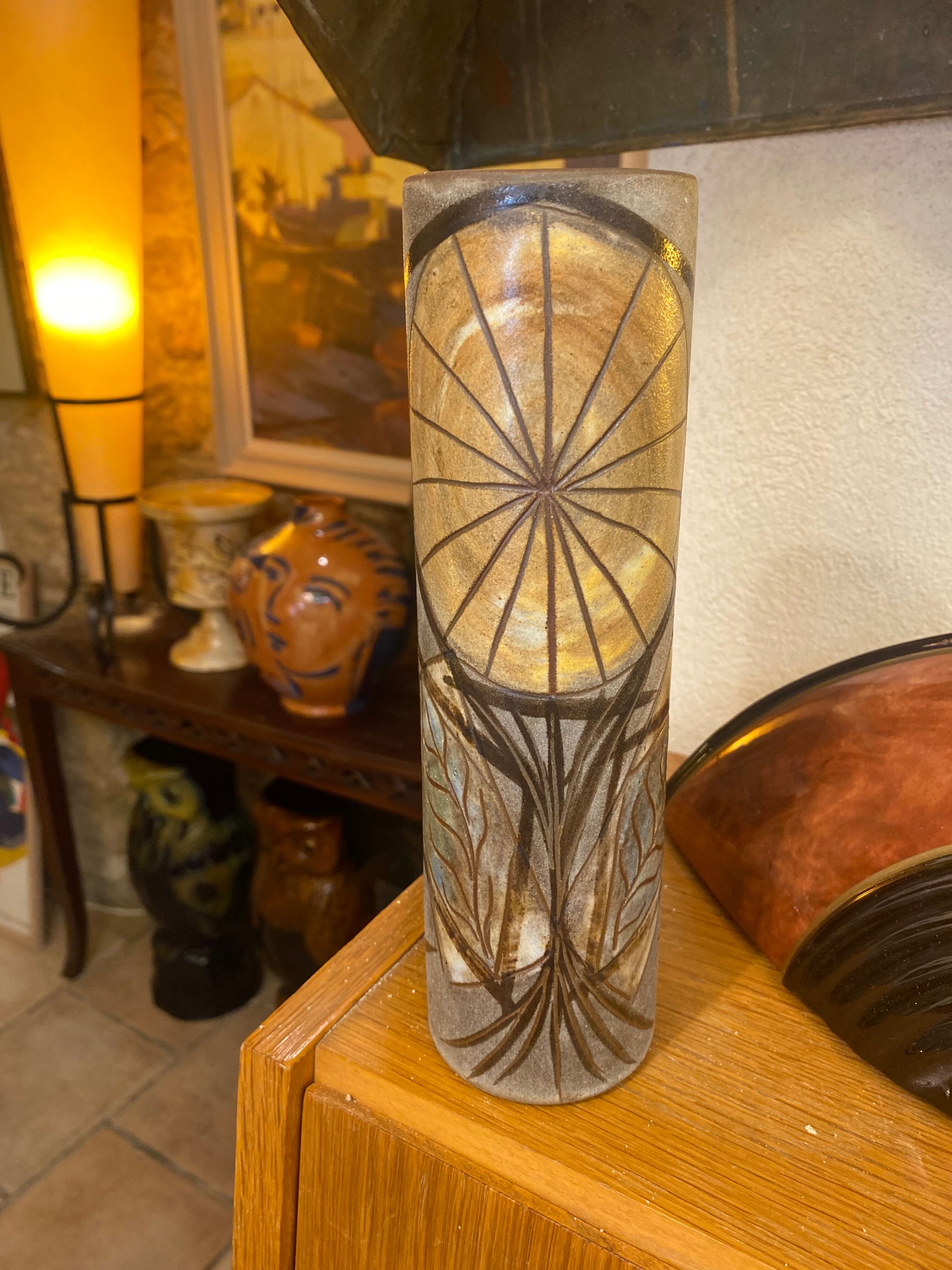 Kostanda Vallauris ceramic tube vase