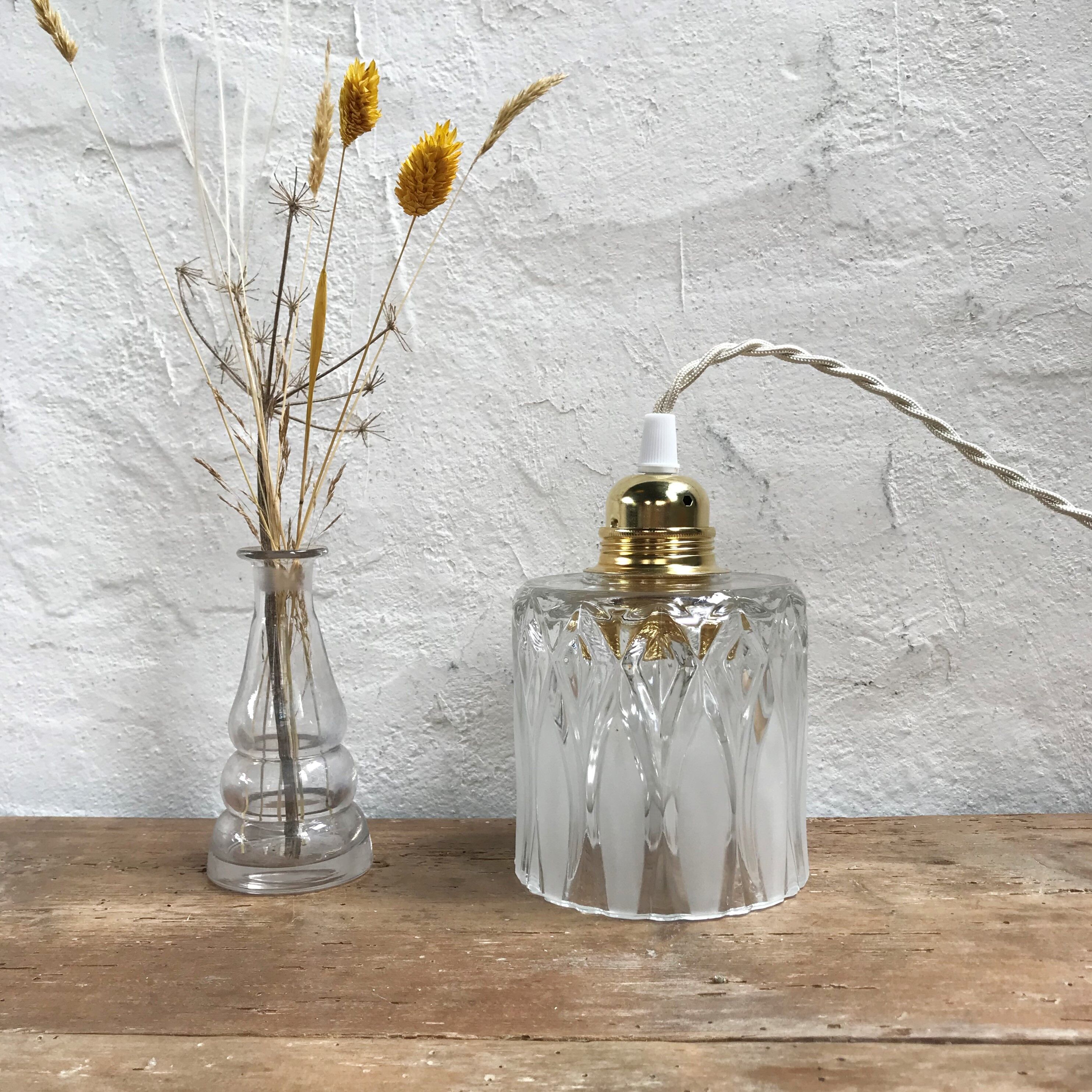 Vintage glass hand lamp