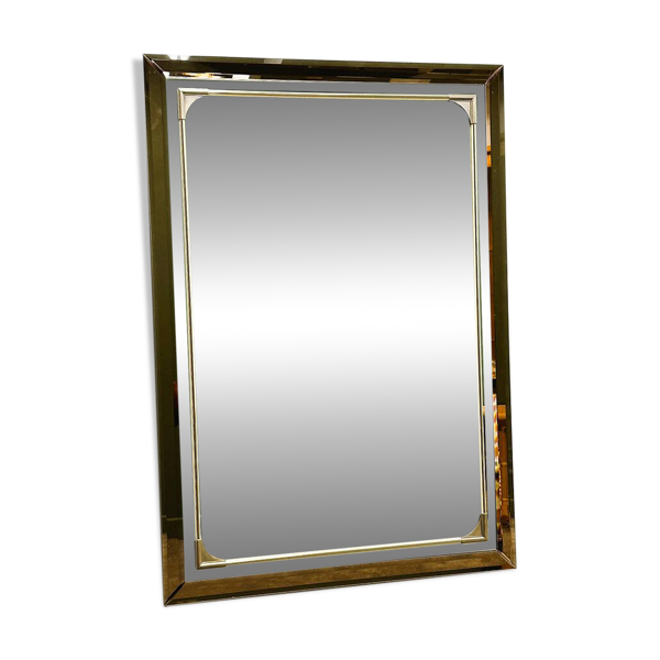 Miroir rectangulaire Schöninger en verre teinté bronze et détails en laiton, allemand
