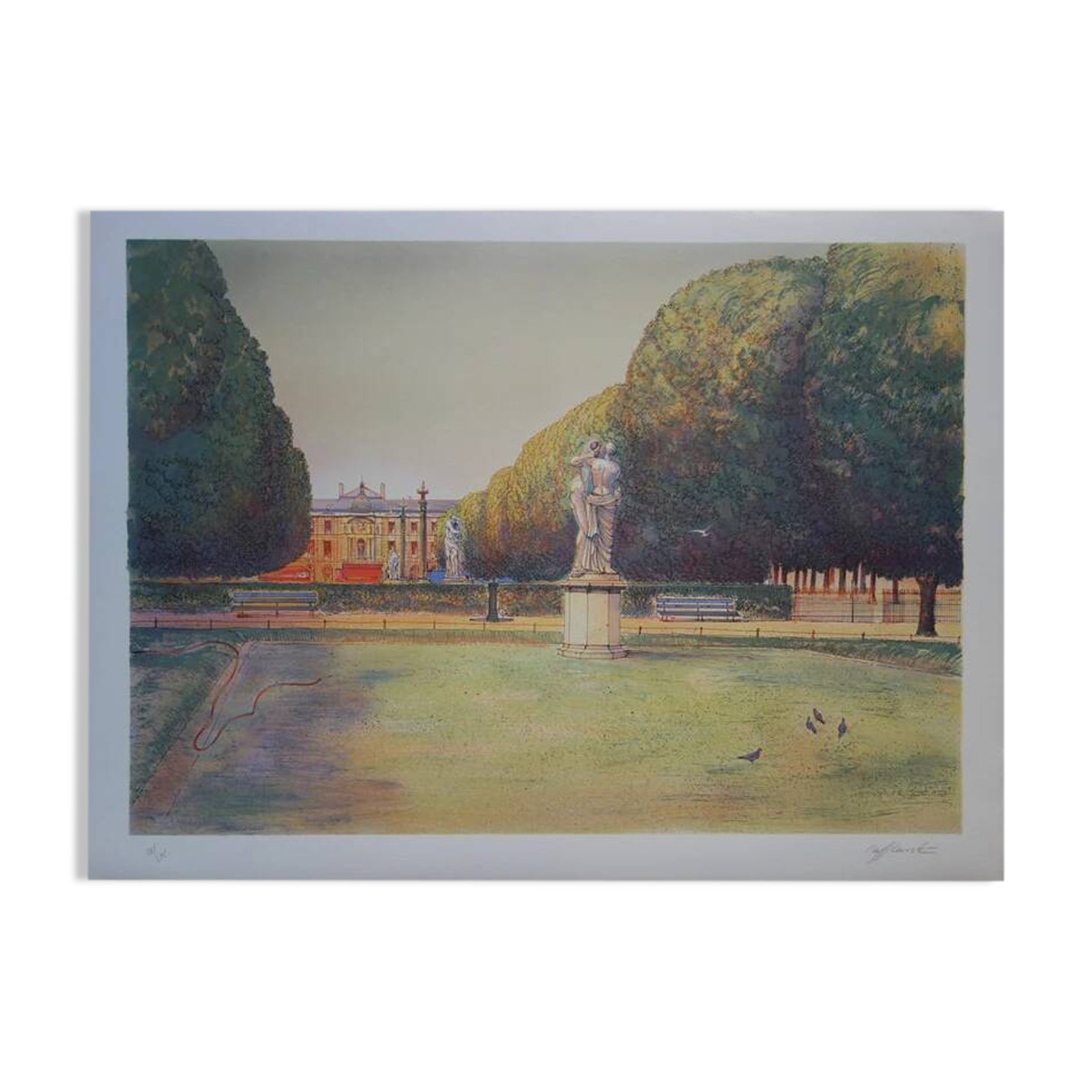 Rolf RAFFLEWSKI: Garden of Paris with a Kiss, original signed lithograph